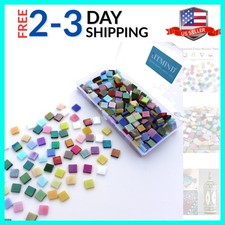 Square Iridescent Glass Mosaic Tiles for Crafts, 0.4" x 0.4" Precut Mixed Col...