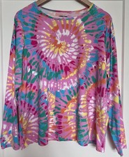 Lands End Pink Long Sleeve Tie Dye Swim Shirt Top Rash Guard Women 1X 16W 18W