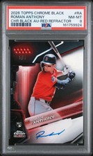 2026 Topps Chrome Black ROMAN ANTHONY RC True Red Auto 5/5 PSA 8 POP 1