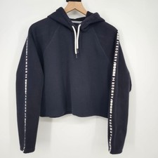 Under Armour Threadborne Cropped Hoodie Sweatshirt Small Black Logo Loose