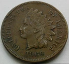 US 1869 Indian Head Cent  **