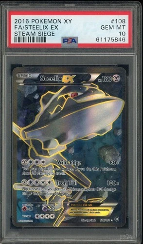 2016 Pokemon XY Steam Siege #108 FA Steelix EX PSA 10 GEM MINT