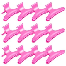 Hair Clips for Styling Sectioning 12 Pack Butterfly Clamps Hair Claw Hot Pink