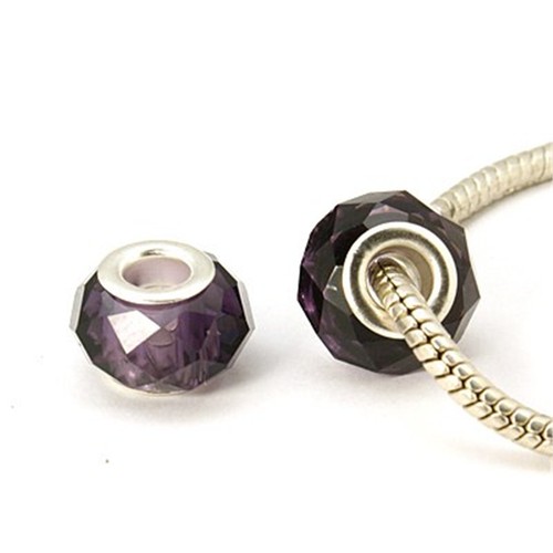 10 Pcs Silver Color Brass Core Handmade Glass European Large Hole Beads 14x8mm - Picture 12 of 49