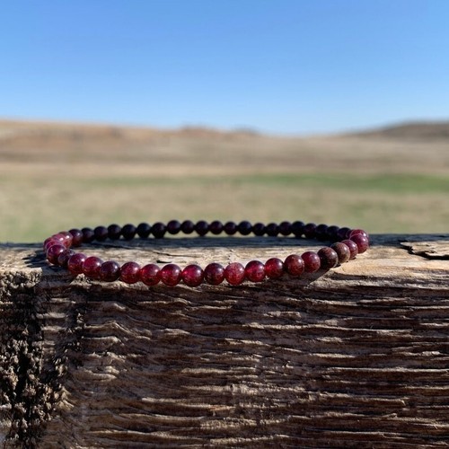 A++ Dark Red Garnet Smooth Round Beaded Stretchable Bracelet 6-9" For Men Woman - Picture 6 of 8