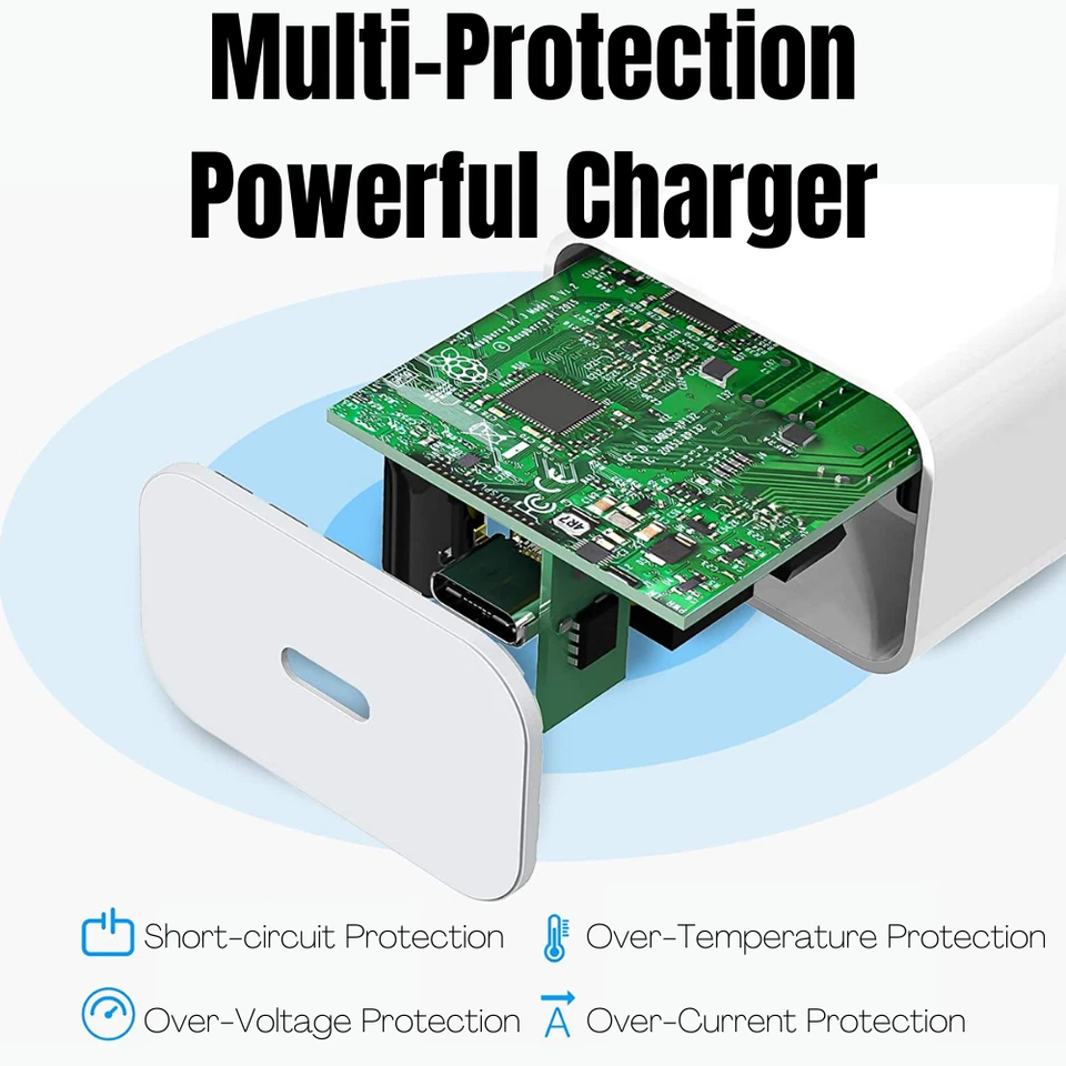 适用于 iPhone 12 11 Pro 8 7 20W 电源适配器 6Ft PD 快速壁式充电器 USB-C 电缆 — 第 4/4 张图片