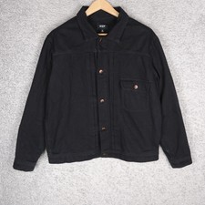 HUF MENS JEANS BLACK JACKET XL XLARGE BUTTONS...
