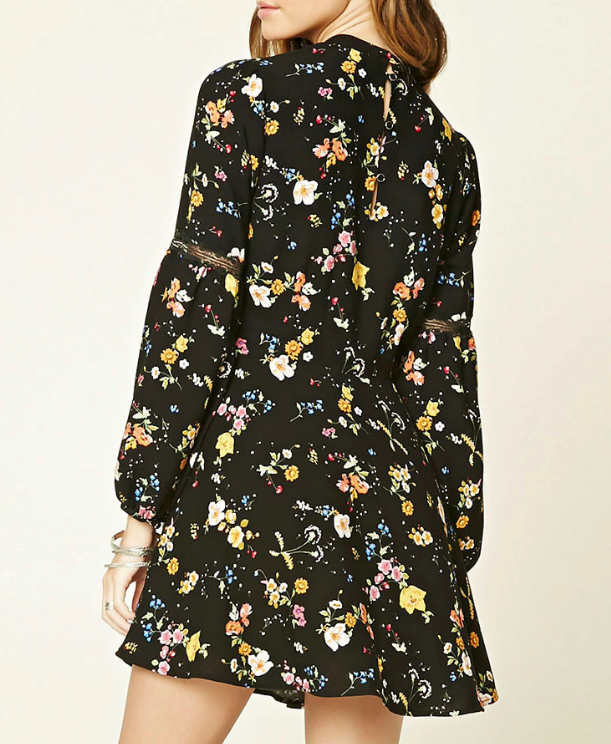NWT Forever 21 Embroidered Floral Lace Printed Dress Short Knee Maxi | eBay