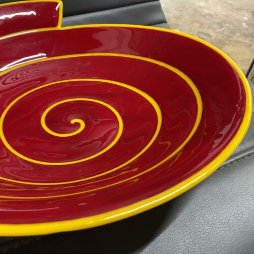 RARE!!!!Claritas Studio Fused Art Glass Red!!!Spiral Bowl Artist Signed 1997 - Picture 7 of 16