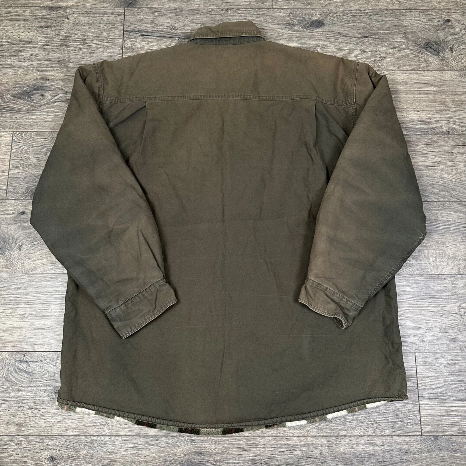 Vintage Stanley Flannel Lined Shirt Jacket Mens XL Button Pockets Olive Green - product detail image 7