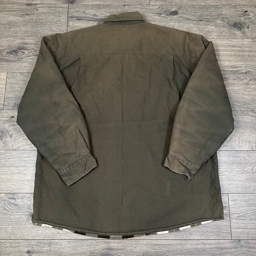 Vintage Stanley Flannel Lined Shirt Jacket Mens XL Button Pockets Olive Green image 7