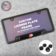 For Audi S Front or Rear Carbon Fiber Texture License Plate Frame Cover Gift