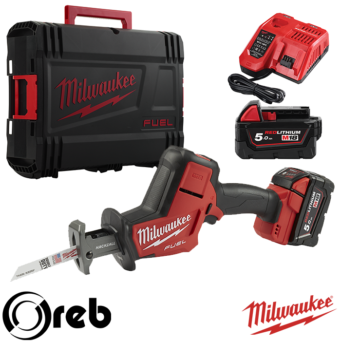 Seghetto diritto Hackzall con 2 batterie 5Ah Milwaukee M18 FHZ-502X