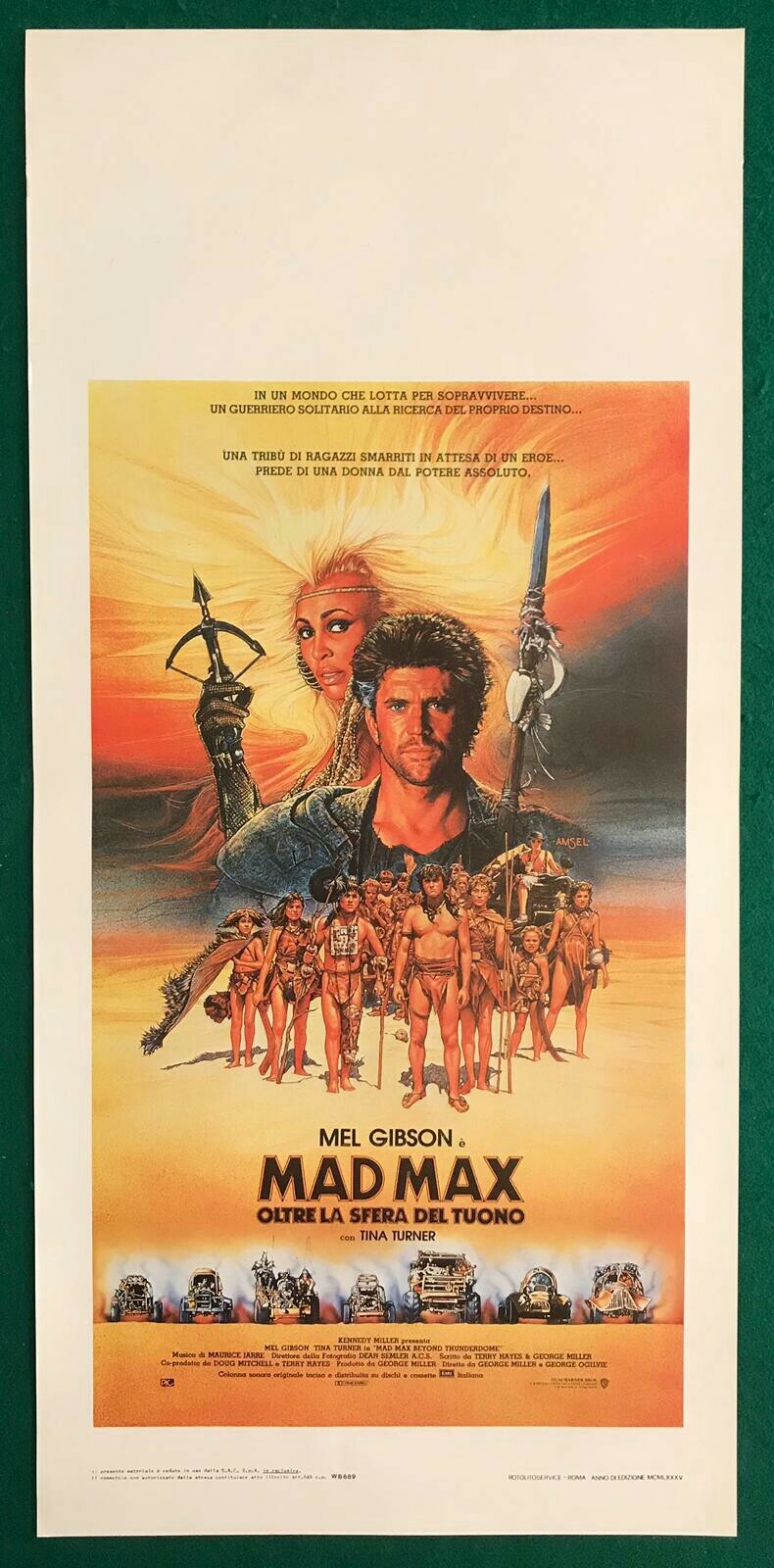 Locandina originale film Mad Max - Oltre la sfera del tuono (1985) - Regia di George Miller, George Ogilvie
