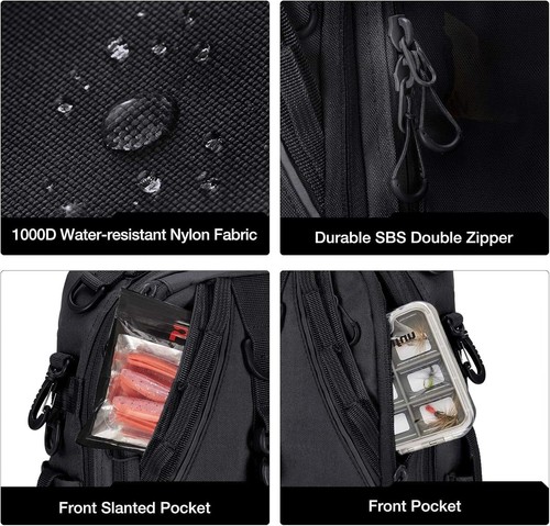Fishing Tackle Backpack with Rod & Gear Holder, Lightweight Outdoor Water - Picture 11 of 36