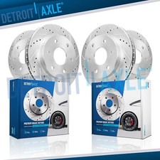 Front Rear Drilled and Slotted Brake Rotors for 07-17 Traverse Acadia Enclave