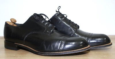 Vintage 80s Herrenschuhe Derby Leder schwarz STACY ADAMS 12EE US 11,5UK 46,5FR