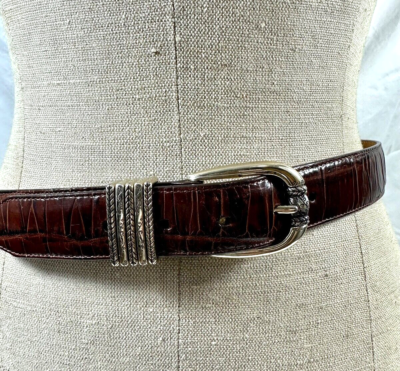 Vintage Brighton brown leather belt with croc pattern 32 