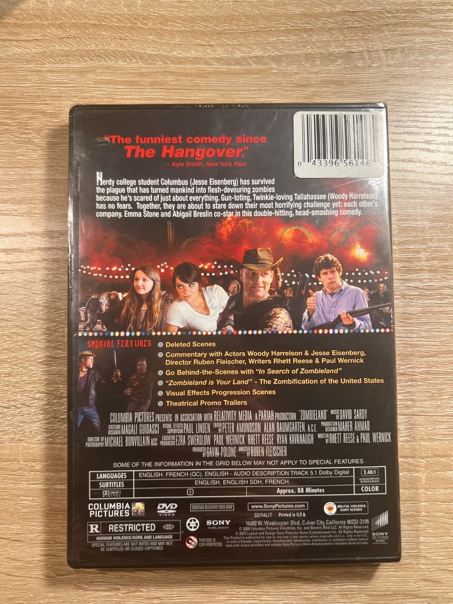 Zombieland DVD 2009 Movie Horror Comedy Zombie Woody Harrelson