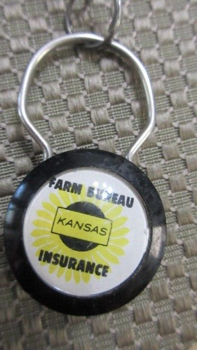 Vtg Farm Bureau Kansas Insurance Keyring Wayne Colle Marion Kansas KS - Picture 2 of 4