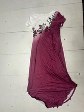 Shein White Maroon Floral Short Sleeve Dress Womens Size Small