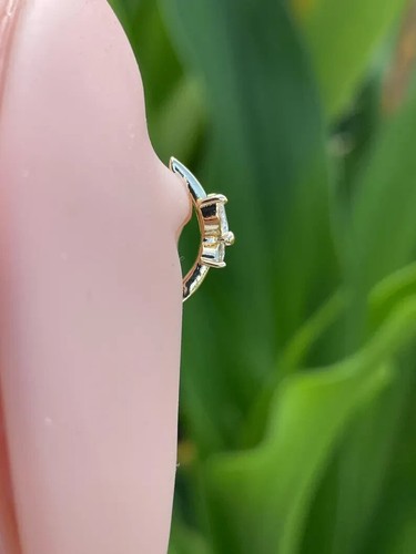 14k Solid Gold Belly Button Ring Navel Ring Marquees Butterfly Genuine Diamonds - Picture 2 of 4