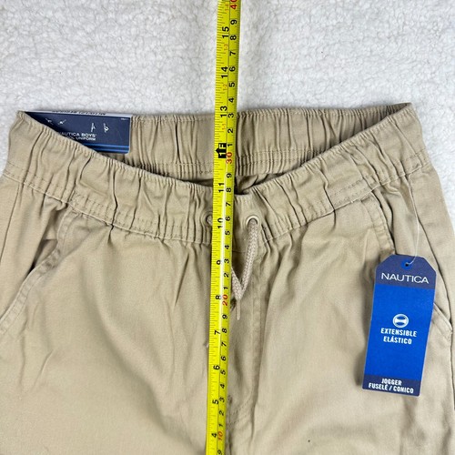 Nautica Boys School Uniform Joggers Elastic Waist Drawstring Stretch Twill Khaki - Picture 10 of 18