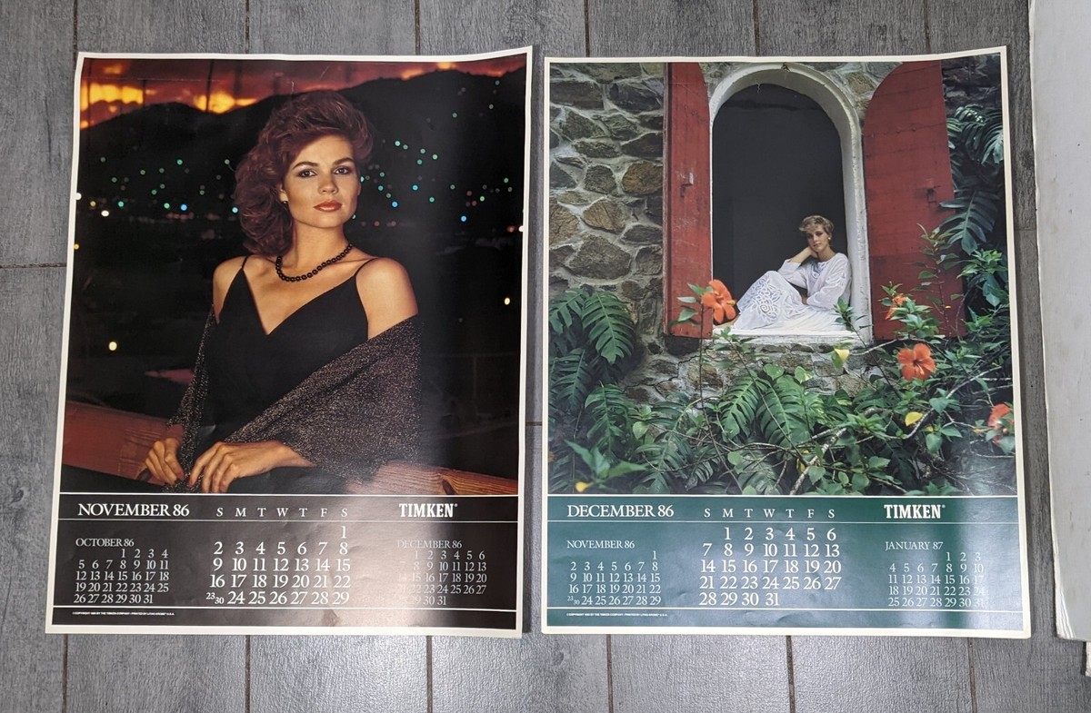 Vintage 1986 TIMKEN Calendar Complete Year - Retro 1980s