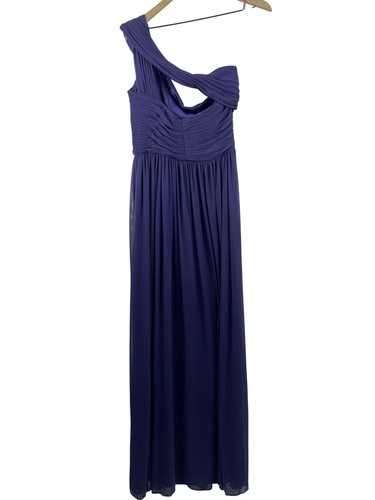Monique Lhuillier Women's 8 One Shoulder Cut Out Ruched Pleated Chiffon Gown - Picture 7 of 15
