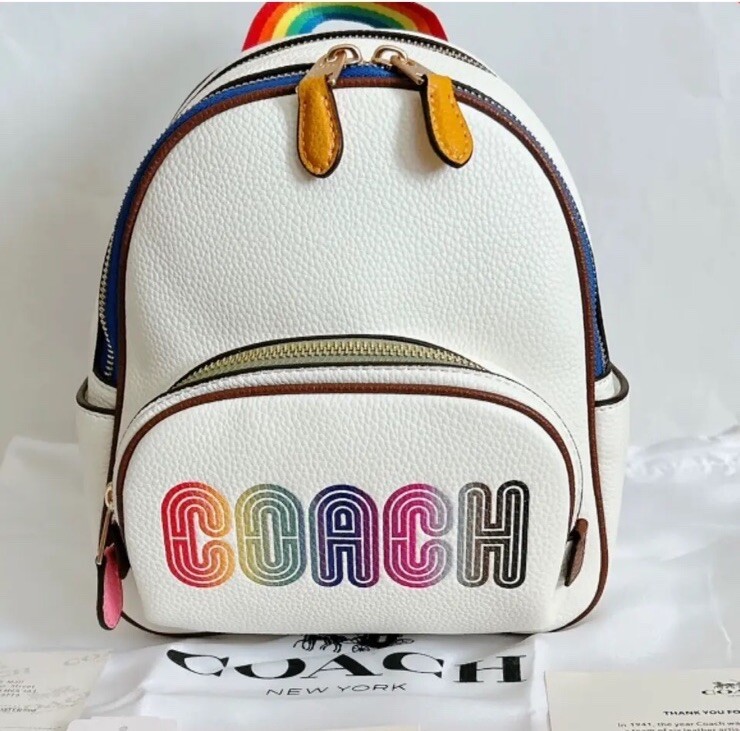 Coach Mini Court Backpack With Rainbow Coach Logo New With  display picture 3