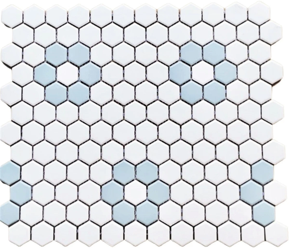 Caja 10 Azulejos Mosaico Porcelana Octagonal Mate Blanco 2 Pulgadas, Retro Geométrico