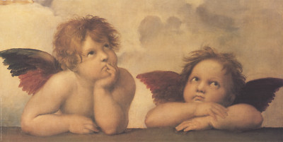 RAFFAELLO SANZIO Angeli Cherubini 27.5'' x 55'' Offset Lithograph 1996 Romanticism