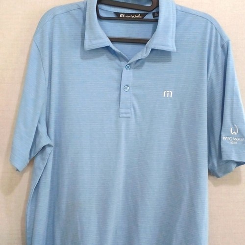 Travis Mathew Men's Blue Golf Polo Shirt Size Large, Thin Stripes, Lightweight - Picture 3 of 14