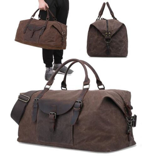 Herren Reisetasche mit Schultergurt - Vintage Weekender Bag im Leder-Look Braun - Bild 2 von 11