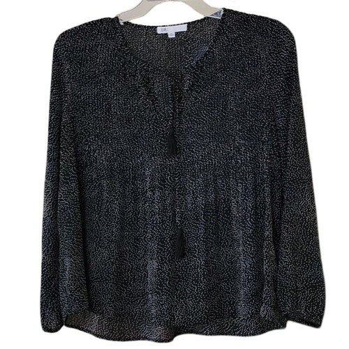 DR2 Pintuck Black and White Blouse Women's XS Oversize