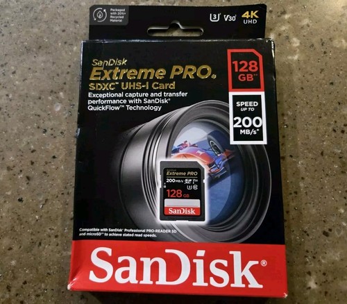 SanDisk 128GB Extreme PRO SD SDXC Card 200MB/s Class 10 UHS-II U3 4K Brand New