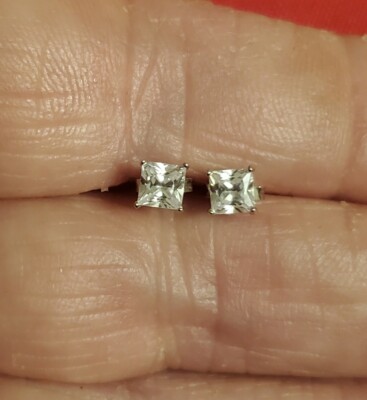 Signed JCM Jacmel Mauritius Sterling Silver & Cubic Zirconia Stud Earrings  EUC 