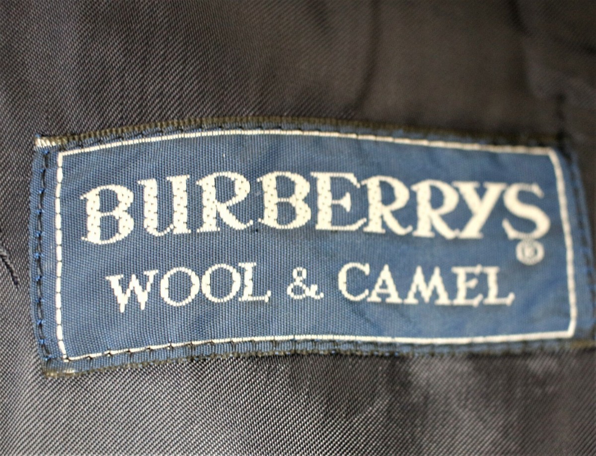 BURBERRYS Vintage 80s blue navy wool & camel coat 46EUR 14US made