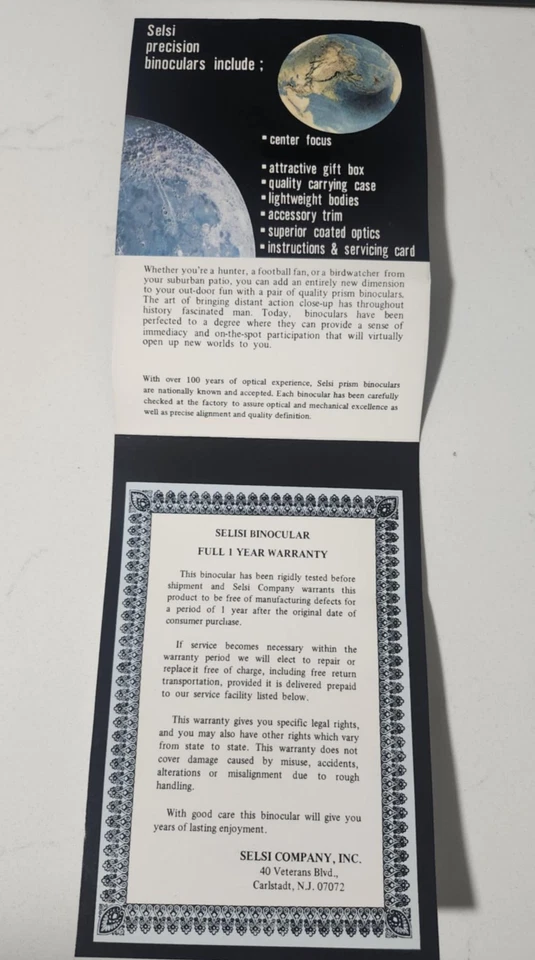 VINTAGE SELSI 7x35 LIGHT WEIGHT PRISM BINOCULARS ORIGINAL BOX W/CASE  - Image 4 of 4