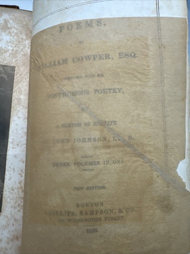 Antique Cowpers Poetical Works William Cowper Three Volumes In One 1850 - Picture 12 of 19