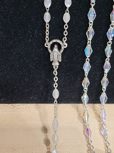 Lot 9x Jesus Beaded Cross Rosary Lariat Necklace SS Crucifix Saints Made Italy - Picture 17 of 22