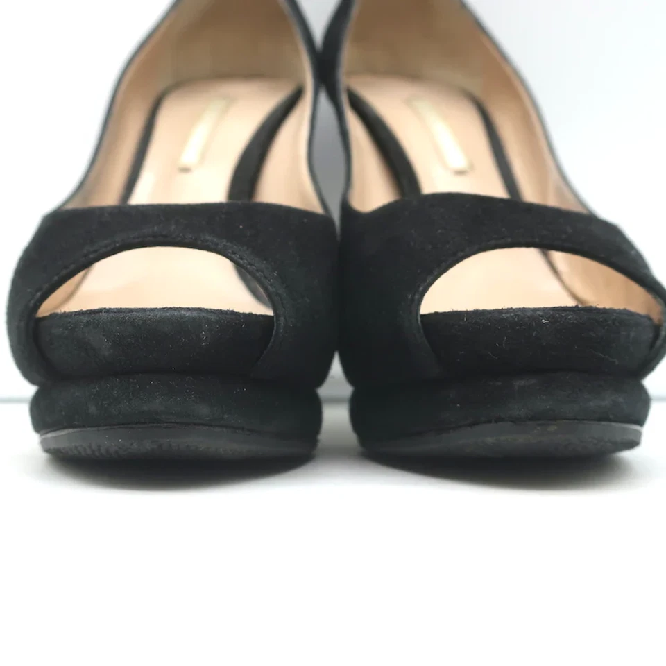 Zapatos de salón Nicholas Kirkwood Peep Toe plataforma gamuza negra talla 38 Foto 4 de 4