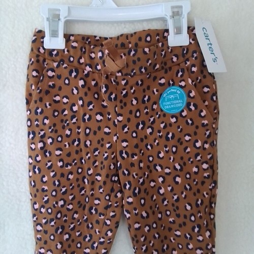 Carters Girls Joggers 4T in Brown Pink Leopard Cotton Pant Drawcord Cinch Ankle - Picture 3 of 10