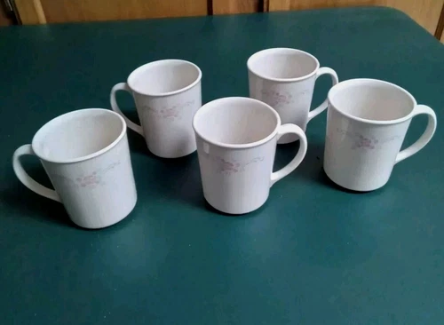 Vintage Corelle English Breakfast Rose Coffee Cups/Mugs - Set of 5
