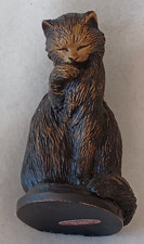 VINTAGE METAL DECORATIVE CAT FIGURINE, HAVING A WASH, BY THE FRANKLIN MINT(1986)