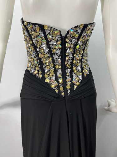 Camille La Vie Ornate Crystal Embellished Dress Gown Strapless Draped Back Sz 2 - Picture 9 of 21