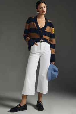 Anthropologie 32P NWT The Skipper Cropped High Rise Wide-Leg Jeans White 32 P