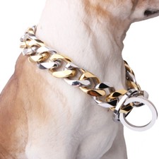 Huge 17mm Stainless Steel Silver Gold Tone Curb Chain Pet Dogs Choker Collar 24"