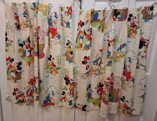 Vintage Mickey Mouse Curtains Panels 2pc Set Walt Disney Nursery Bedroom