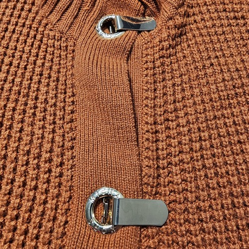 Michael Kors Sweater Cardigan Womens Medium Toggles Pockets Short Sleeve Orange - Picture 4 of 8